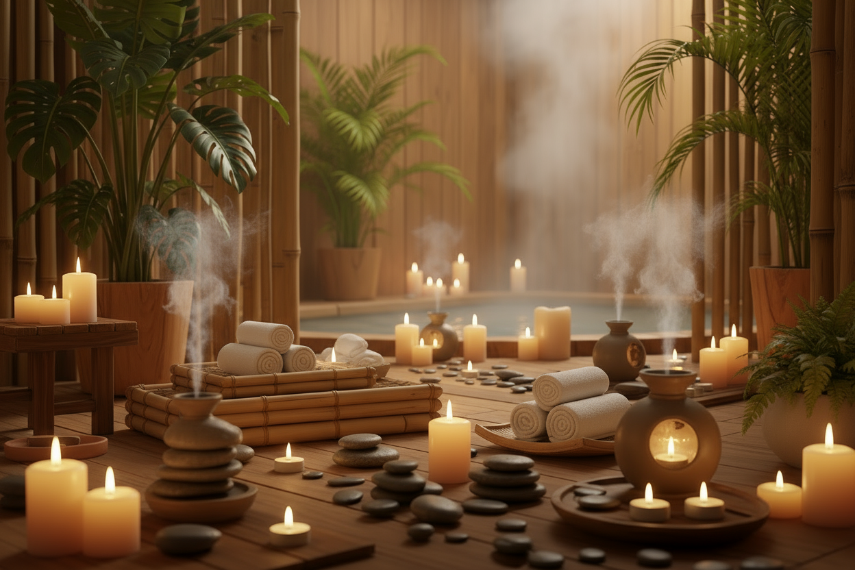 Relaxing aromatic spa environment